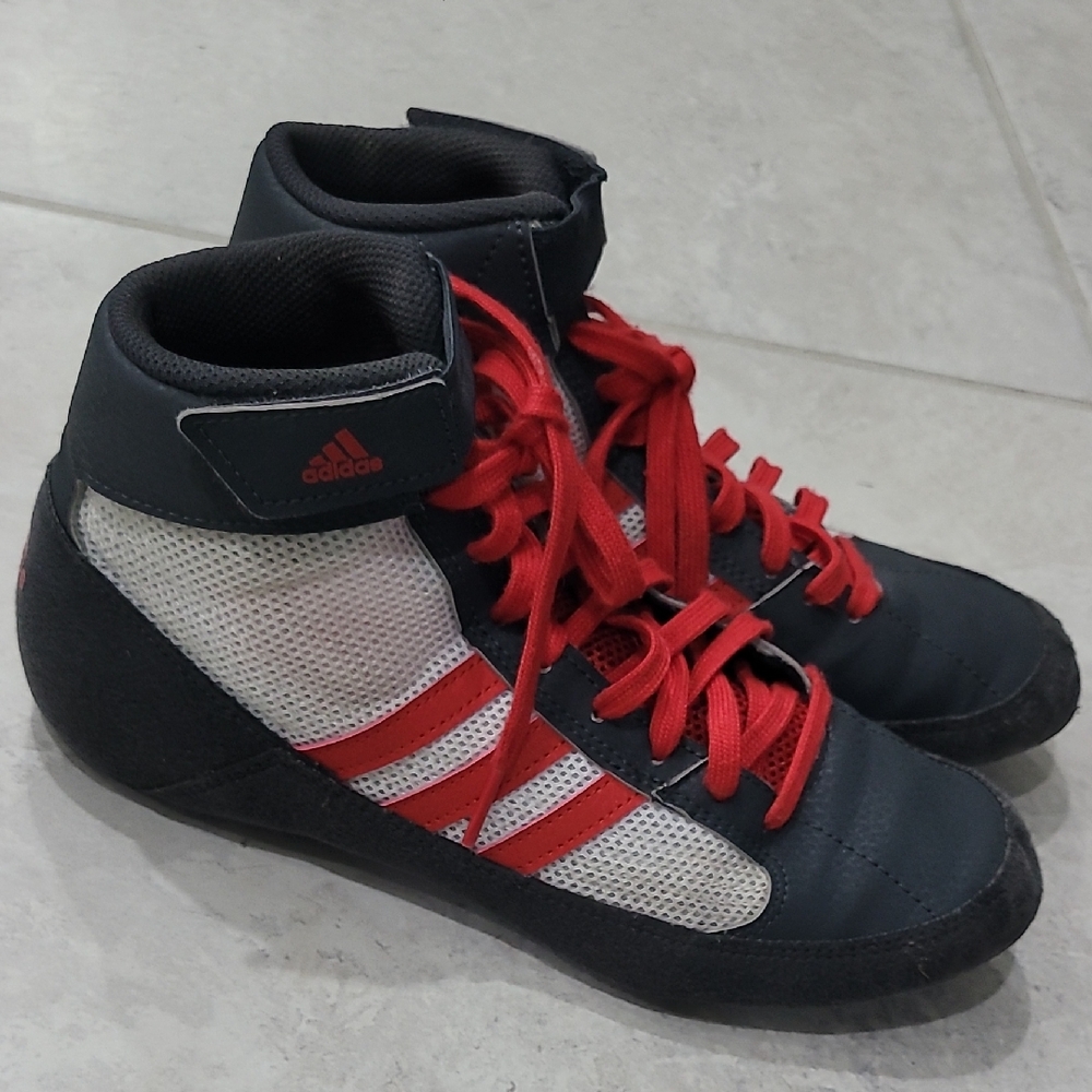 Adidas Gray and Red HVC 2 Wrestling Shoes